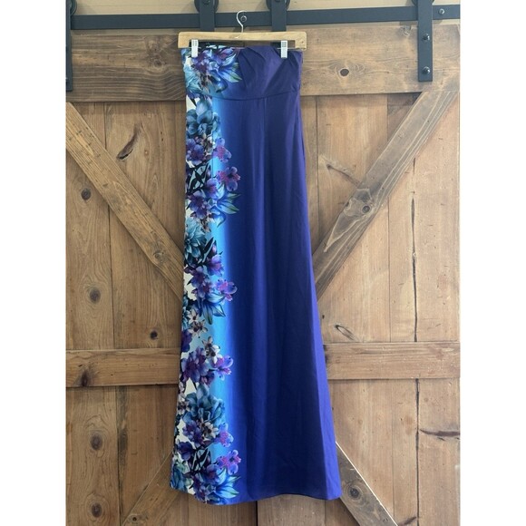 Monsoon Purple Strapless Floral  Maxi  Evening Gown Dress Women's US Sz 4 New - Picture 4 of 8